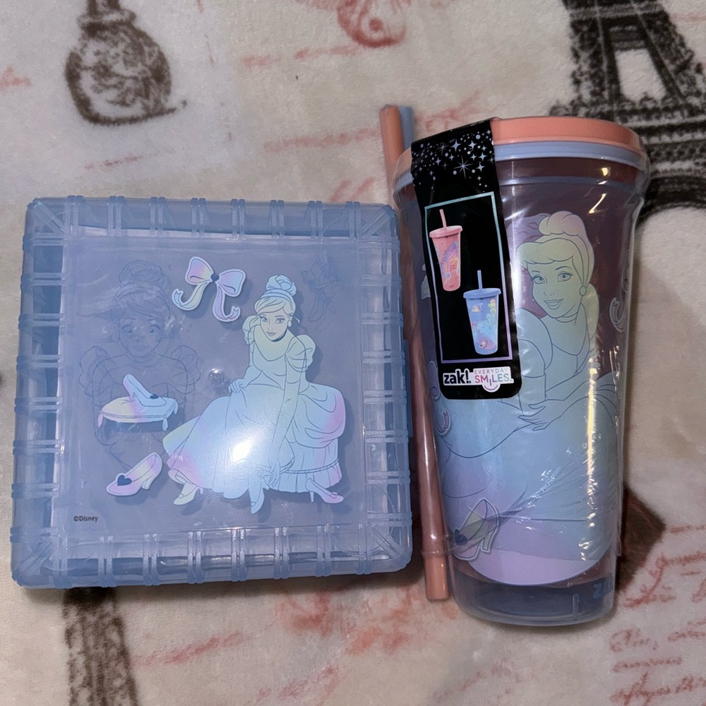 PRINCESS CINDERELLA tumblers set of 2 and bento box 🦋